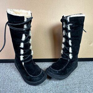 UGG Women's Uptown Black Suede Tall Lace Up Winter Moc Boot Size US 6 / EU 37